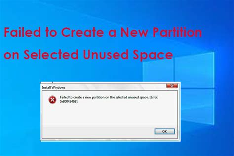 Failed to create a new partition .
